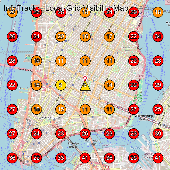 InfoTrack GeoGrid visibility map for Legal Services in New York